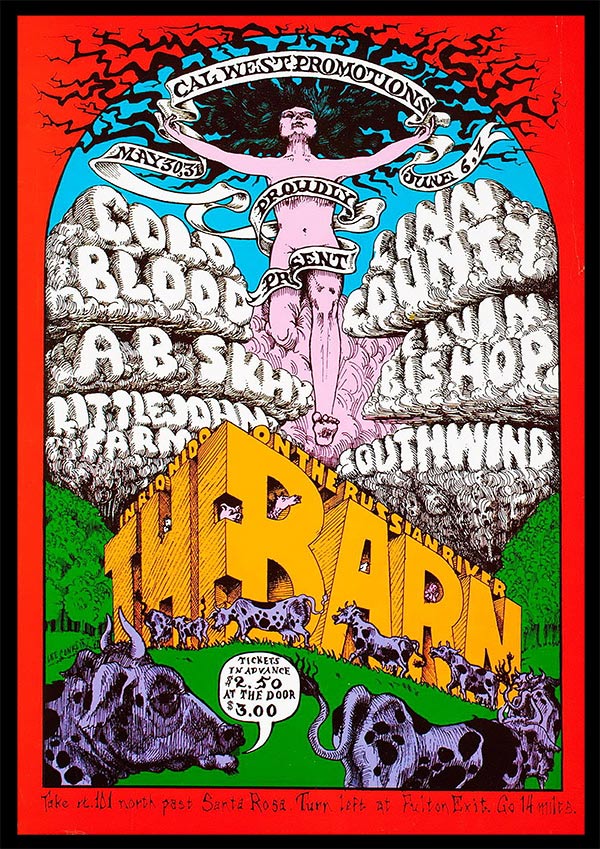 Cold Blood and Linn County at The Barn - Vintage Concert Poster Print - Fillmore Music Icons