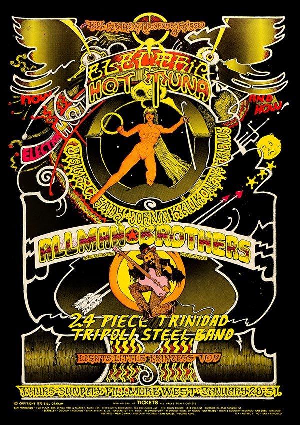 Electric Hot Tuna - Vintage Concert Poster Print - Fillmore Music Icons