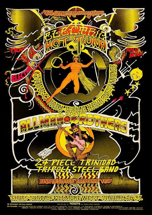 Electric Hot Tuna - Vintage Concert Poster Print - Fillmore Music Icons