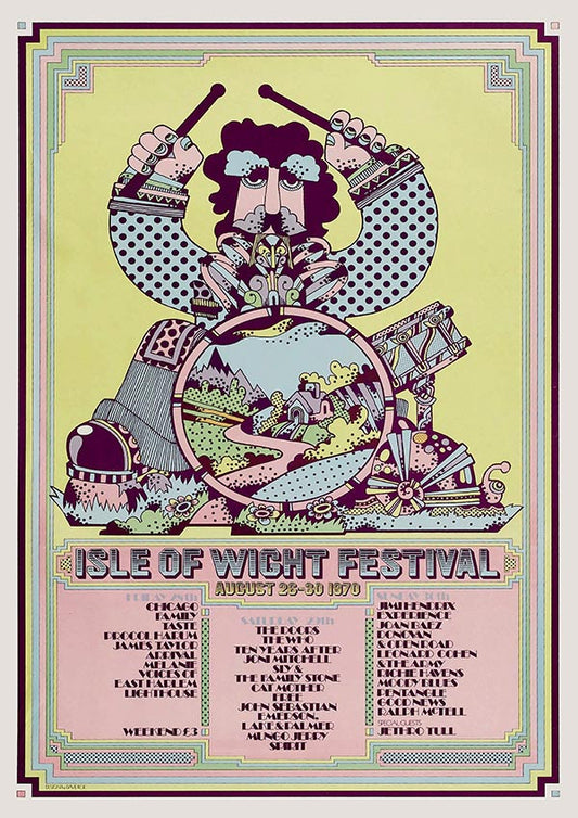 Isle of Wight Festival 1970 - Vintage Concert Poster Print - Fillmore Music Icons