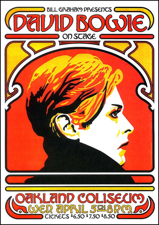 David Bowie in Oakland - Vintage Concert Poster Print - Fillmore Music Icons