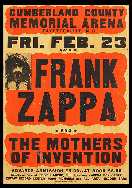 Frank Zappa in Cumberland - Vintage Concert Poster Print - Rock Music Icons