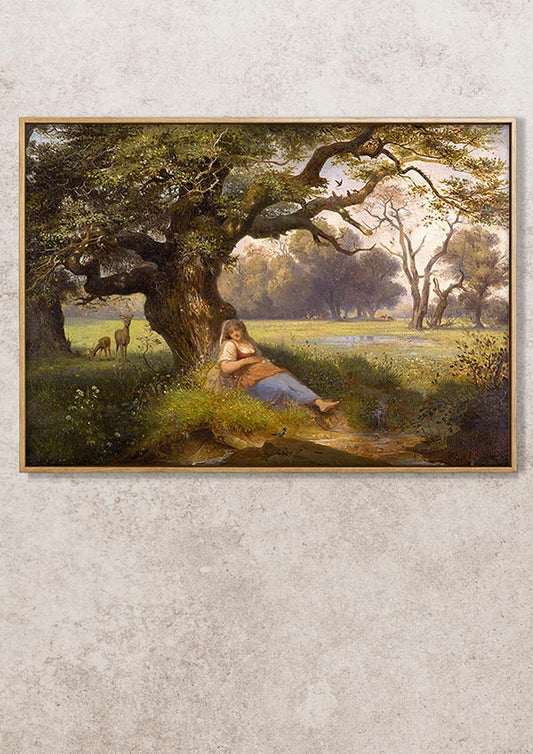 Landscape with Sleeping Girl - Ernst Ferdinand Oehme - Fine Art Print