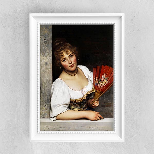 The Red Fan - Eugene de Blaas - Fine Art Print