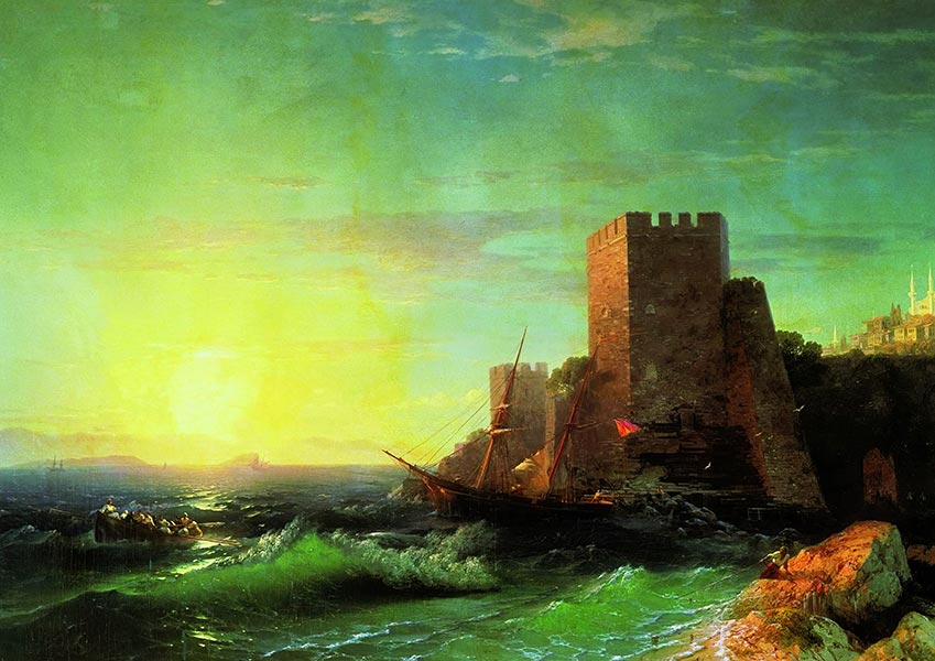 Towers on the Rock Near Bosporus - Ivan Aivazovsky - Fine Art Print