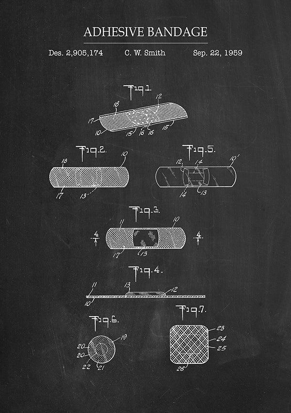 Adhesive Bandage - Bathroom Patent Poster - Classic Posters