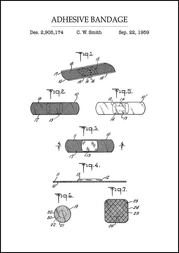 Adhesive Bandage - Bathroom Patent Poster - Classic Posters