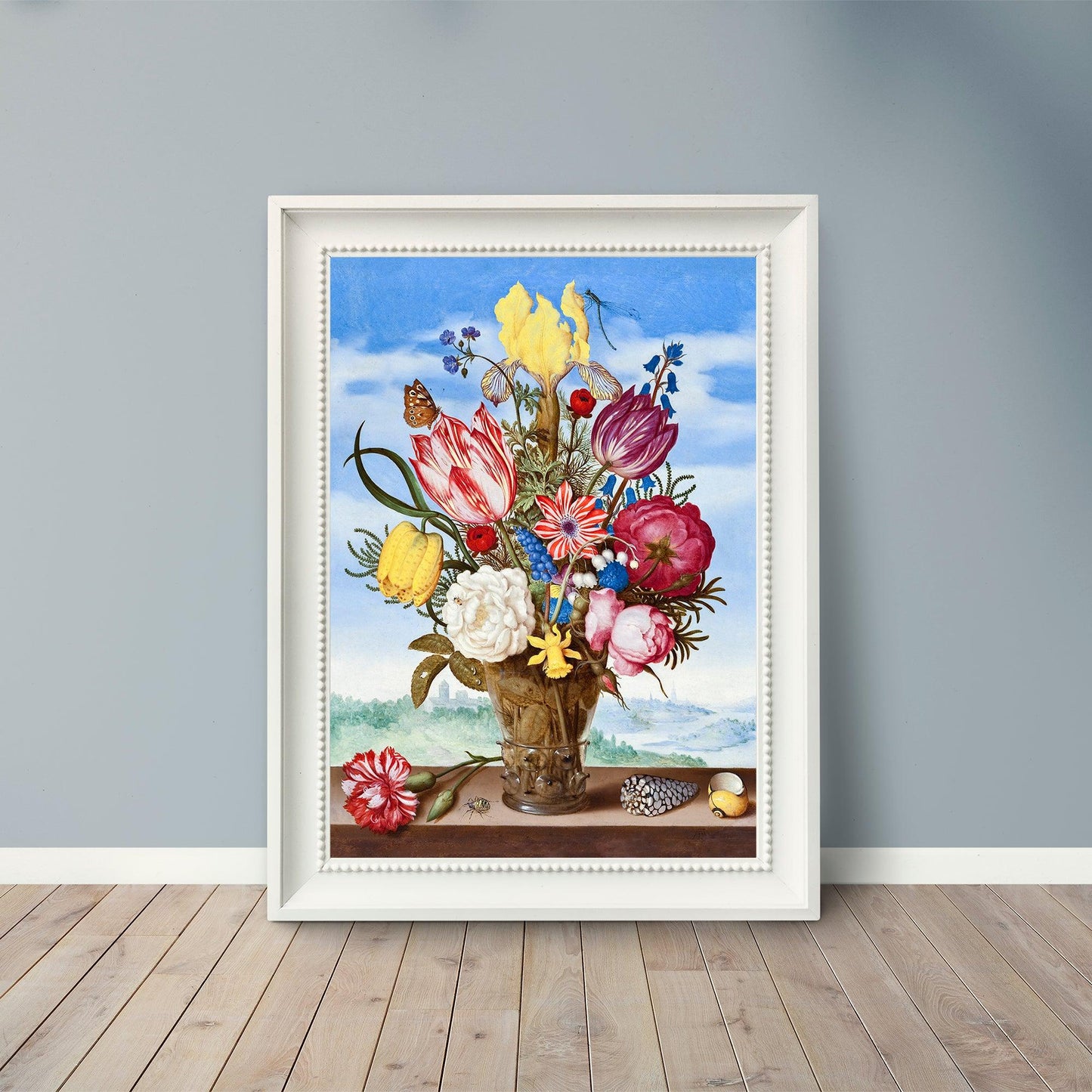 Bouquet of Flowers on a Ledge - 1619 - Ambrosius Bosschaert - Fine Art Print - Classic Posters