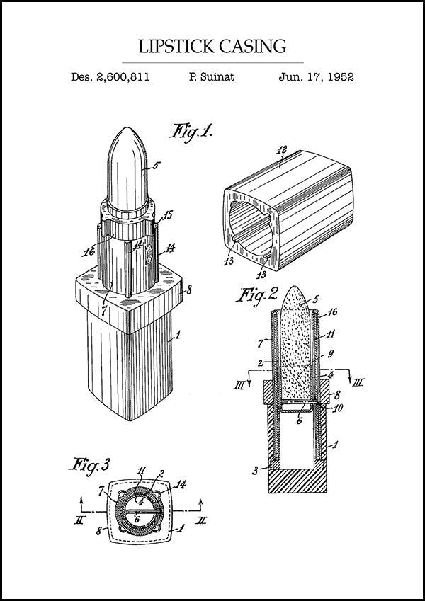 Lipstick - Bathroom Patent Poster - Classic Posters