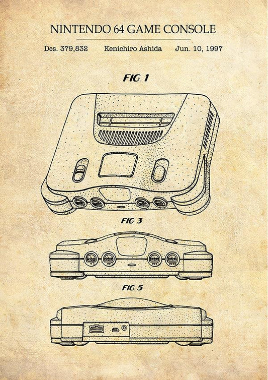 NINTENDO 64 - Patent Poster - Classic Posters