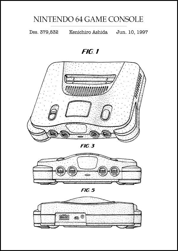 NINTENDO 64 - Patent Poster - Classic Posters