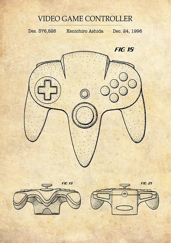 NINTENDO CONTROLLER - Patent Poster - Classic Posters