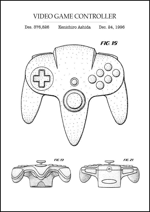 NINTENDO CONTROLLER - Patent Poster - Classic Posters