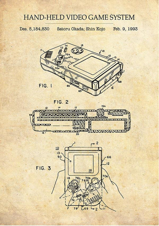 NINTENDO GAMEBOY - Patent Poster - Classic Posters