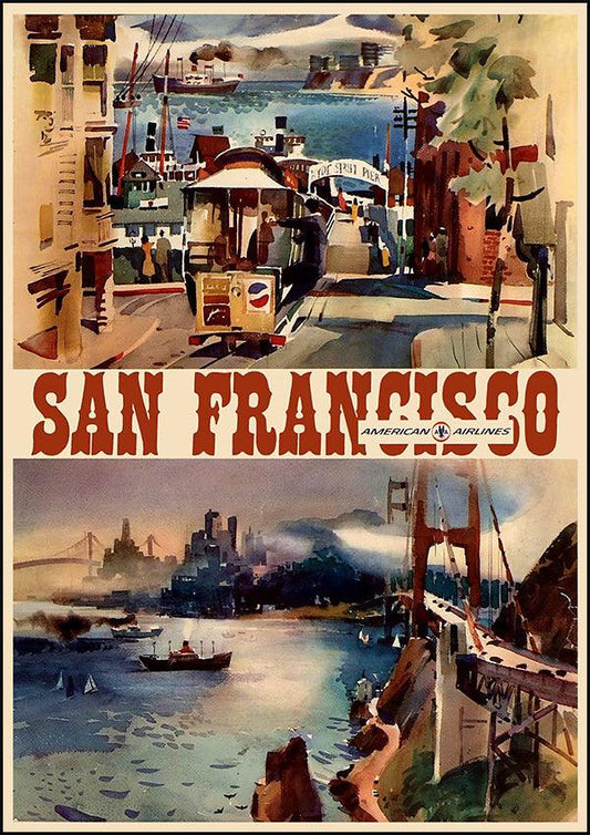 SAN FRANCISCO AA - Vintage Travel Poster - Classic Posters