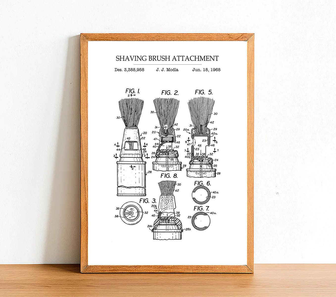 Shaving Brush - Bathroom Patent Poster - Classic Posters