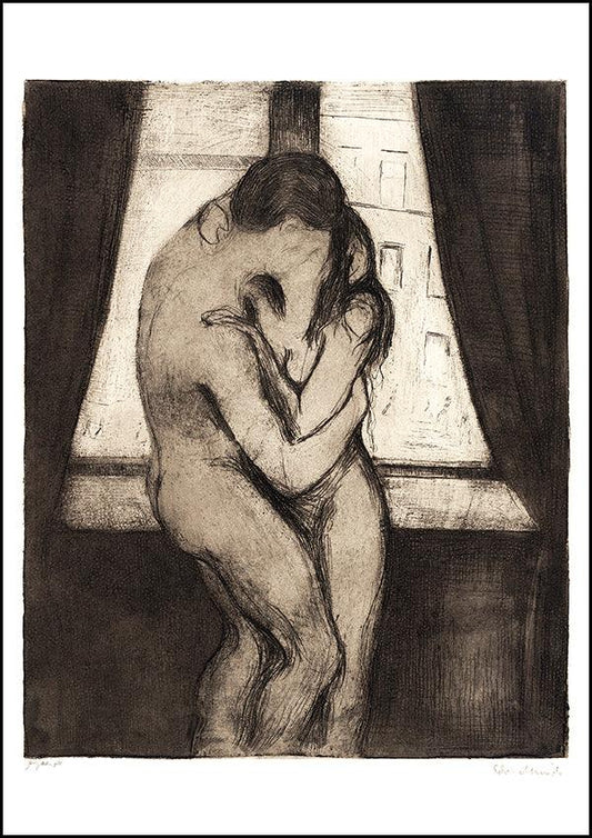 The Kiss (etching) - 1895 - Edvard Munch - Fine Art Print - Classic Posters