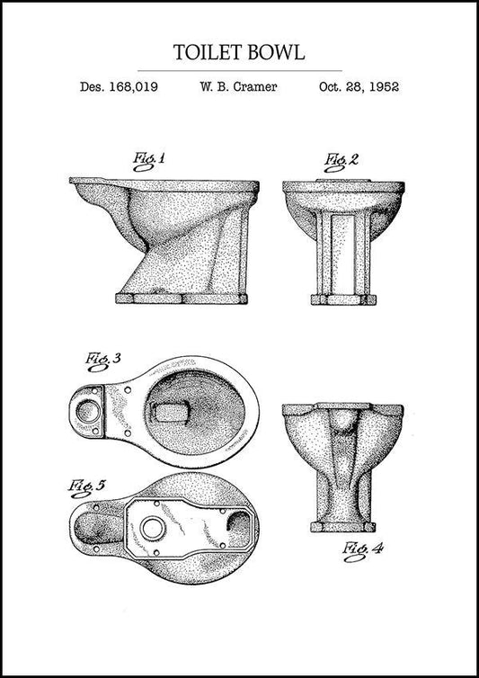 Toilet Bowl - Bathroom Patent Poster - Classic Posters