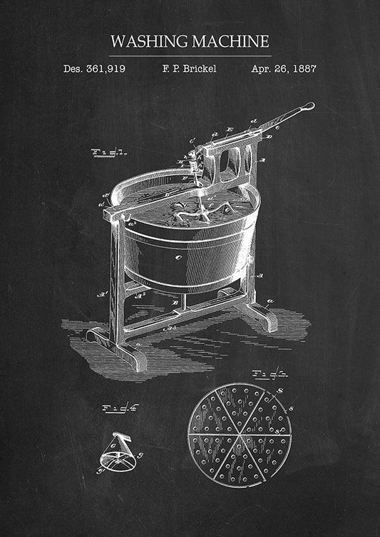 Washing Machine - Bathroom Patent Poster - Classic Posters