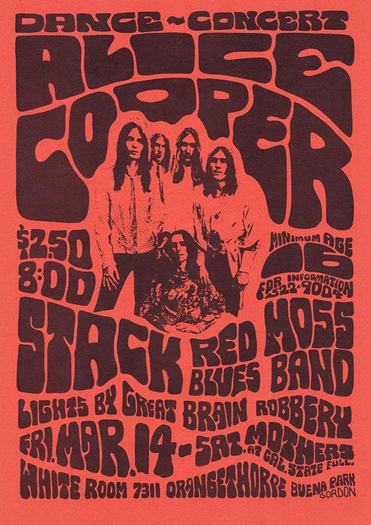 Alice Cooper at White Room - Vintage Concert Poster Print - Music Icons