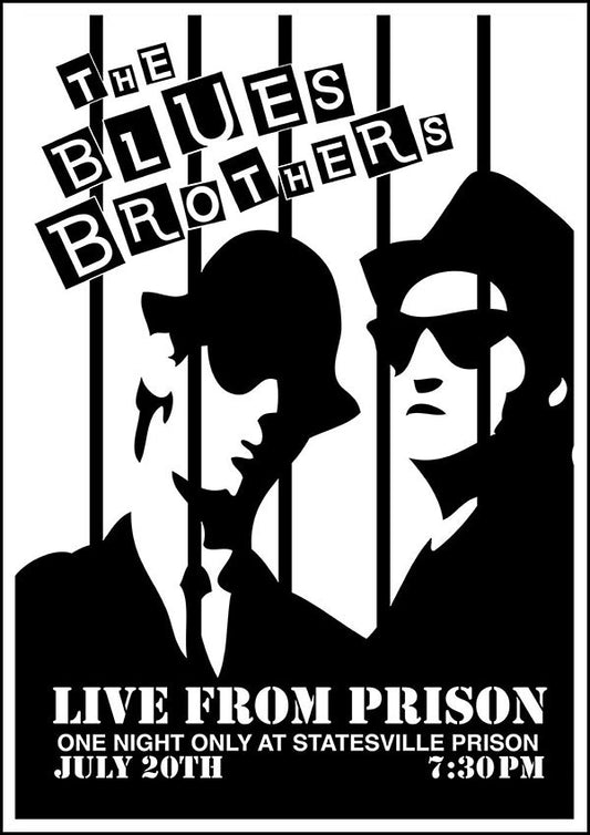 The Blues Brothers Live from Prison - Vintage Concert Poster Print - Fillmore Music Icons