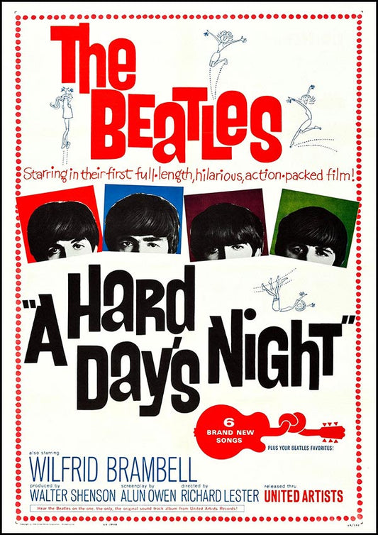 The Beatles A Hard Day's Night - Vintage Concert Poster Print - Music Icons