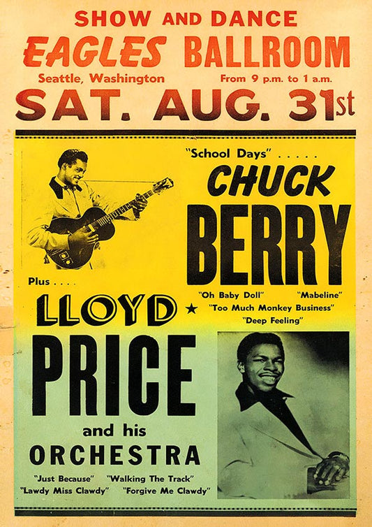 Chuck Berry at Eagles Ballroom - Vintage Concert Poster Print - Fillmore Music Icons