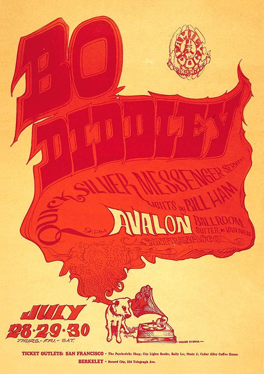 Bo Diddley at Avalon Ballroom - Vintage Concert Poster Print - Fillmore Music Icons
