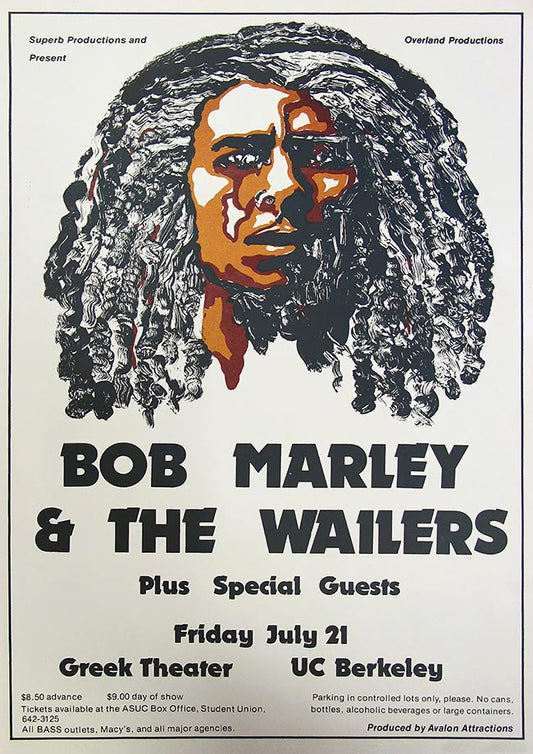 Bob Marley and the Wailers in Berkeley - Vintage Concert Poster Print - Fillmore Music Icons