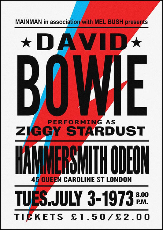David Bowie at Hammersmith Odeon - Vintage Concert Poster Print - Fillmore Music Icons