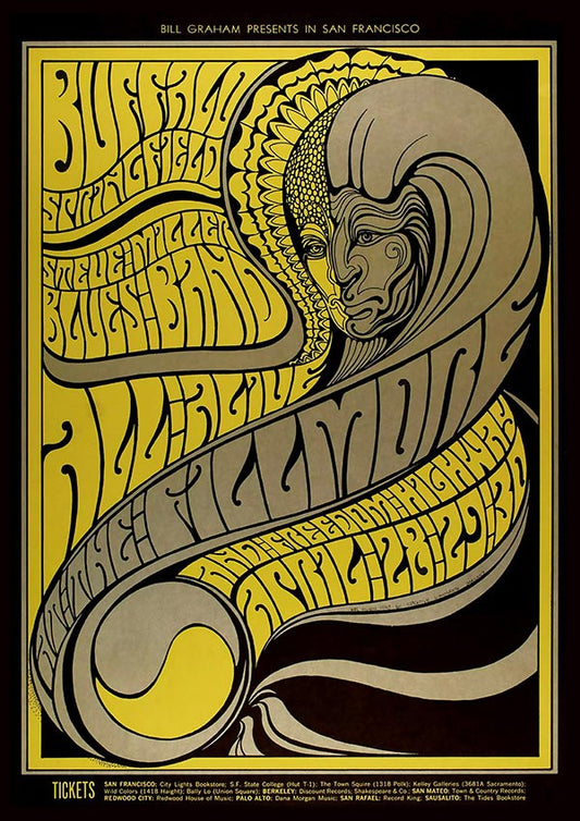 Buffalo Springfield - Vintage Concert Poster Print - Fillmore Music Icons