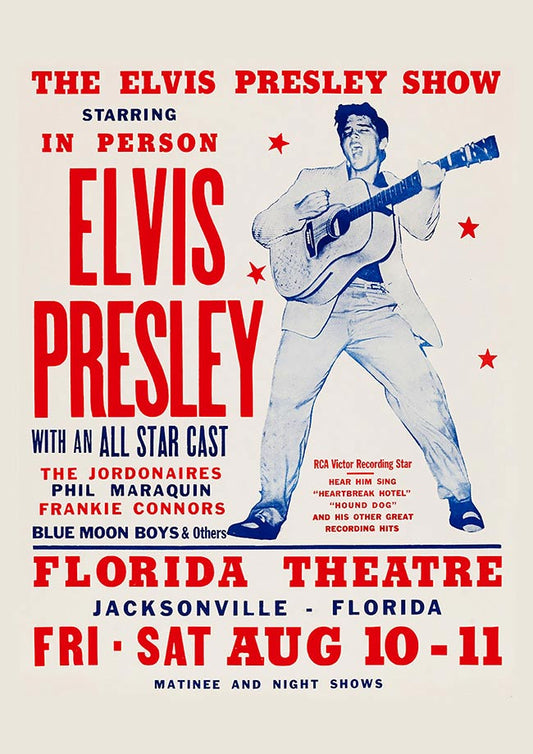 Elvis Presley at Florida Theatre - Vintage Concert Poster Print - Fillmore Music Icons
