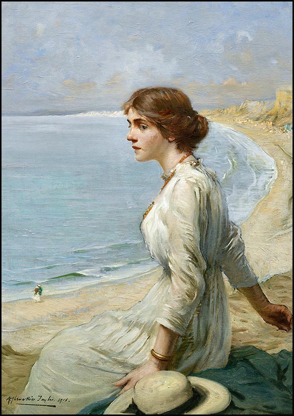 A Girl looking out to sea - Alber Chevallier Tayler - Fine Art Print