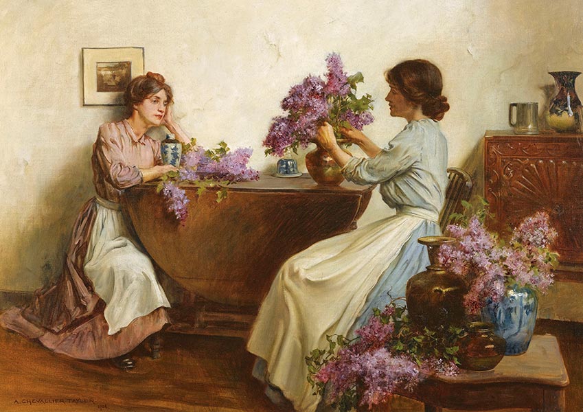 Women Arranging Flowers - Alber Chevallier Tayler - Fine Art Print