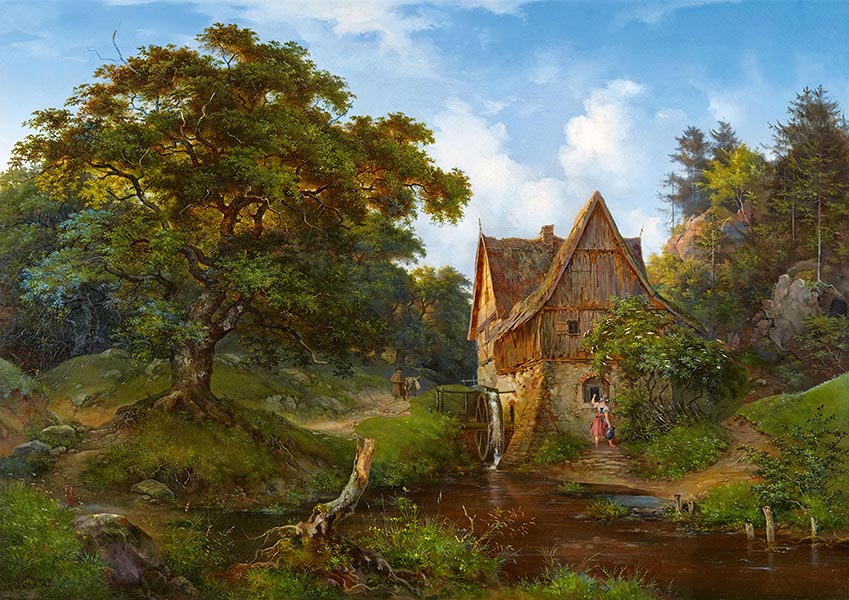 A Mill in Eichtal - Ernst Ferdinand Oehme - Fine Art Print