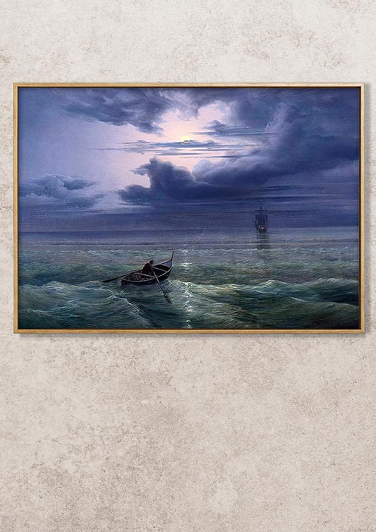 Moon night on the Gulf of Salerno - Ernst Ferdinand Oehme - Fine Art Print
