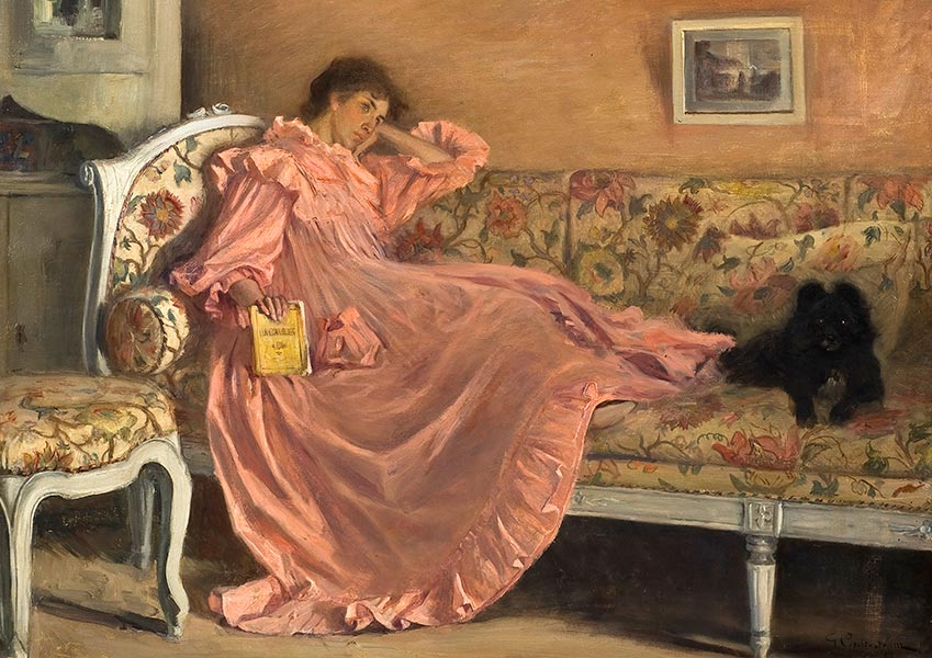 Carola Sitting on the Sofa - Gustaf Cederstrom - Fine Art Print
