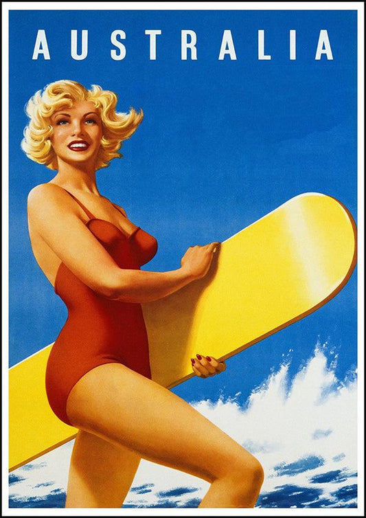 AUSTRALIA Surfing - Vintage Travel Poster - Classic Posters