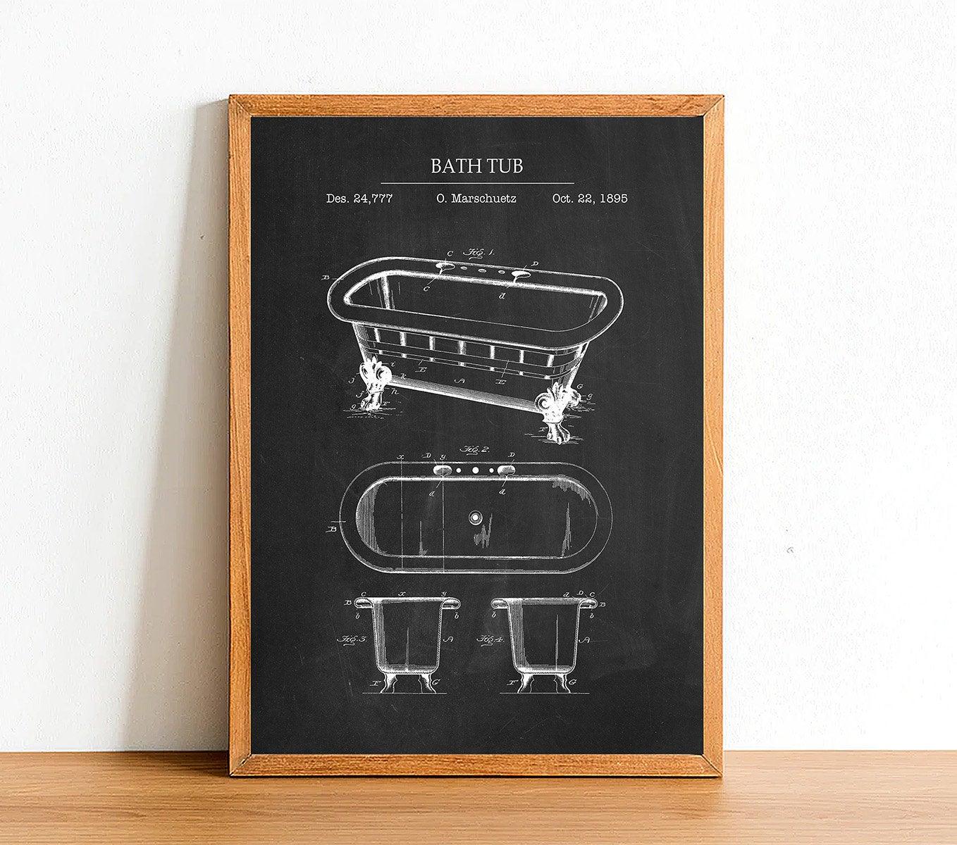 Bathtub - Bathroom Patent Poster - Classic Posters