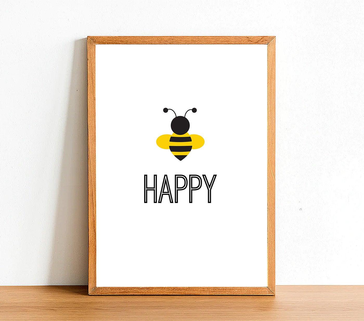 Bee Happy - Inspirational Print - Classic Posters