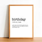 BIRTHDAY - Word Definition Poster - Classic Posters