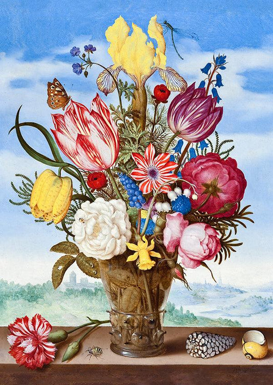 Bouquet of Flowers on a Ledge - 1619 - Ambrosius Bosschaert - Fine Art Print - Classic Posters