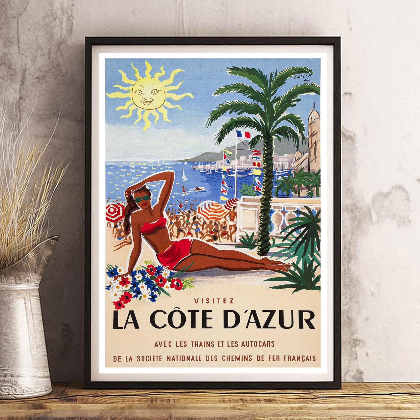 COTE D'AZUR - Vintage Travel Poster - Classic Posters