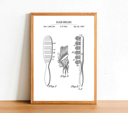 Hairbrush - Bathroom Patent Poster - Classic Posters