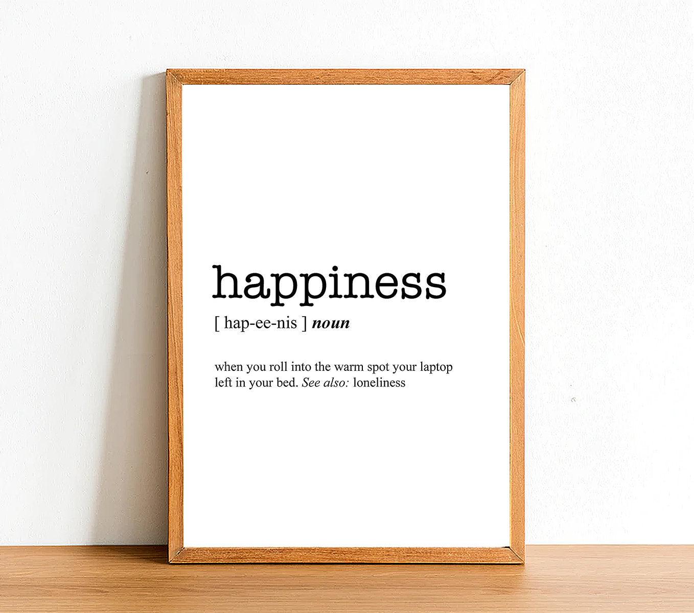 HAPPINESS - Word Definition Poster - Classic Posters