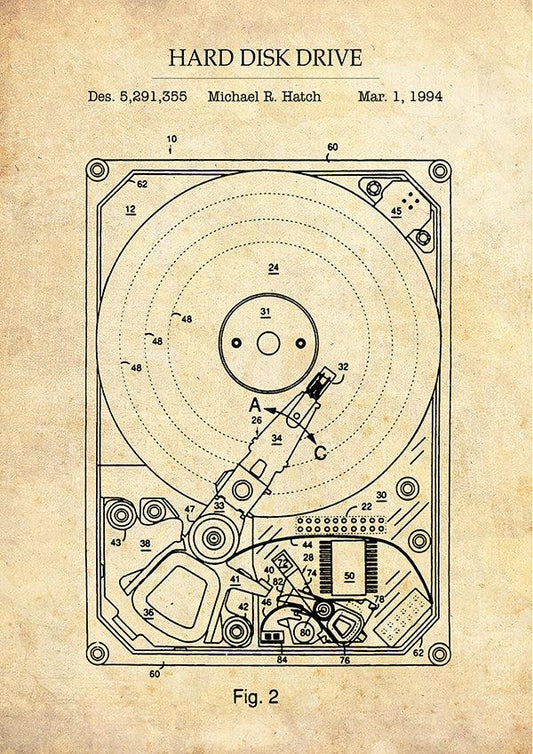 HARD DISK DRIVE - Patent Poster - Classic Posters