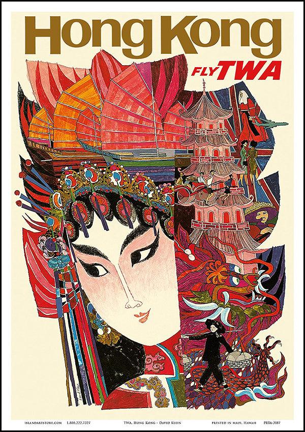 Hong Kong TWA - Vintage Travel Poster - Classic Posters