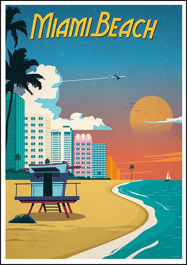 MIAMI BEACH - Vintage Travel Poster - Classic Posters