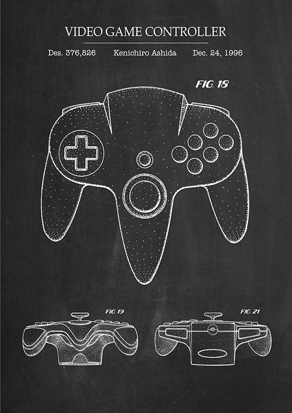 NINTENDO CONTROLLER - Patent Poster - Classic Posters