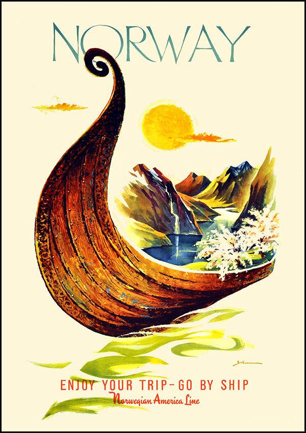 NORWAY Ship - Vintage Travel Poster - Classic Posters